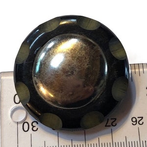 PAIR Large Black and Chrome   Vintage Bakelite Buttons