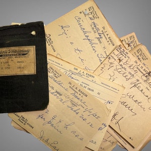 20 Recetas médicas escritas a mano vintage de 1936 en papel Ephemera Doctor Rx Crafts Decoupage o Scrapbooking