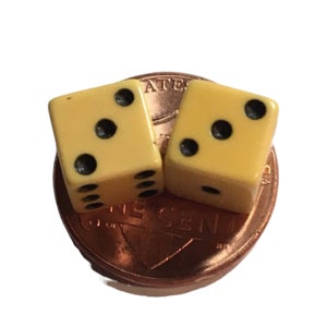 Rare MINIATURE 5/16 inch  Cream Bakelite Dice - pair