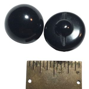 PAIR Vintage Black Bakelite Domed Buttons 3/4&quot;