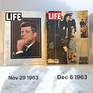 TWO Life Magazines November 29 1963 The Death of JFK and December 6 1963 the Funeral with Jackie Kennedy Caroline & John Jr Iconic Photo