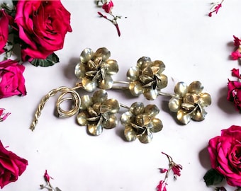 Broche florale vintage en argent sterling