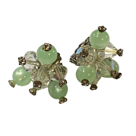 Beautiful Vintage Crystal and Rhinestone Clip Ear… - image 5