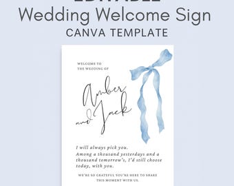 Editable Wedding Welcome Sign Template | Canva Welcome Sign | Instant ...