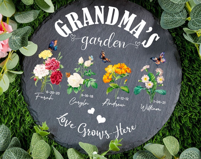 Personalized Grandma's Garden Stone Gift , Custom Grandma's Garden Gift for Grandma, Mother's Day Gift, Gift for Nana, Gift for Mom,