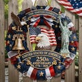 Personalized America 250th Anniversary Wood Wreath 1776-2026 Patriotic Door Sign Semiquincentennial Family Name Decor
