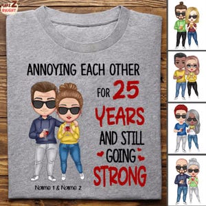 Couple -Annoying Each Other - Personalized T-shirt -Gift For Husband Wife- Cartoon Couple, Couple Valentine Shirt, Wedding Anniversary Shirt