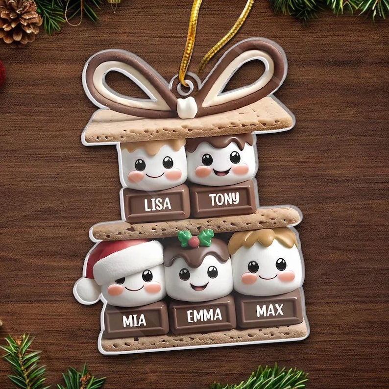 Personalized S'mores Family Ornament – Custom Acrylic Christmas Gift - Etsy