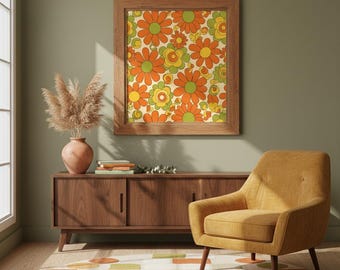 70s Floral Wall Art: Retro Flower Power Print (Digital Download