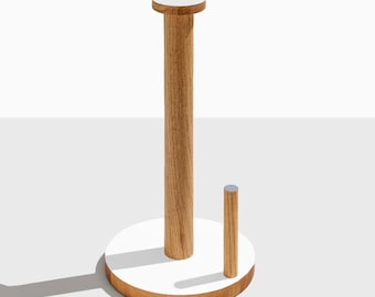 the paper towel keeper - white / oak