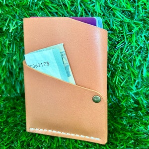 Cartera pequeña de cuero premium hecha a mano, tarjetero: Portmane Leather, regalo para hombres, regalo para mujeres, billetera delgada de 2 bolsillos con tarjeta RFID en el interior