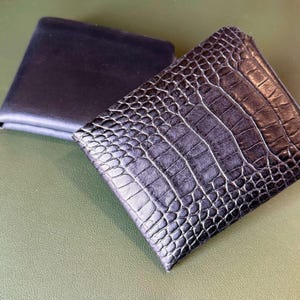 Carteira dobrável de couro feita à mão premium, porta-cartões: Descubra a elegância Couro de vaca integral, presente para homens, presente para mulheres, crocodilo RFID - bloco