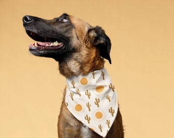 Western Cactus and Sun Collar Bandana for Dogs & Cats, | Dog Bandana | Cowboy Collar | Western Bandana for Dogs