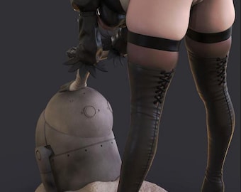 2B Inspired Statue | Figure | Collectible | Unpainted and Hand-Painted Figure | Anime and Game Art | Handmade