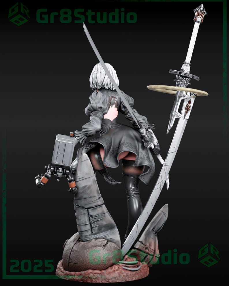 2B Action Figure | Nier Automata Inspired Resin Collectible | Unpainted ...