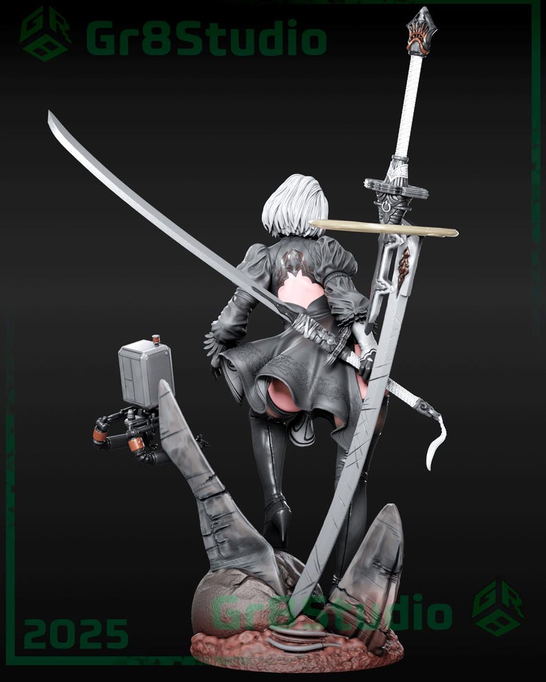 2B Action Figure | Nier Automata Inspired Resin Collectible | Unpainted ...