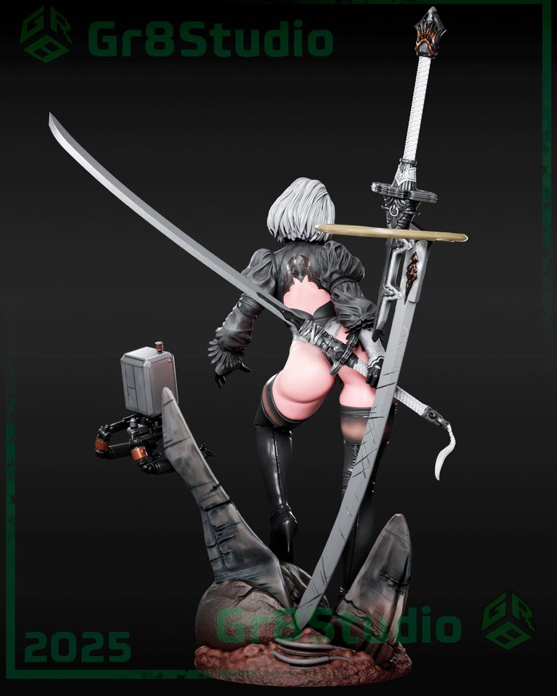2B Action Figure | Nier Automata Inspired Resin Collectible | Unpainted ...