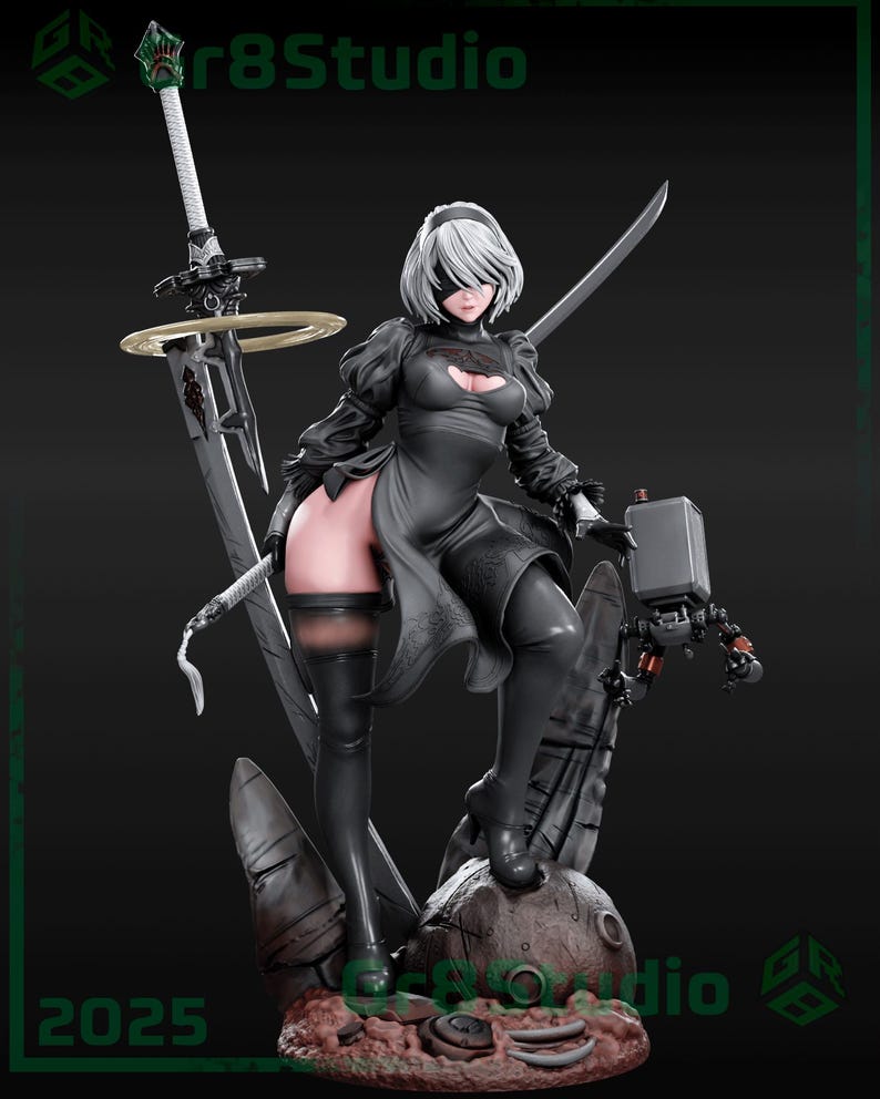 2B Action Figure | Nier Automata Inspired Resin Collectible | Unpainted ...