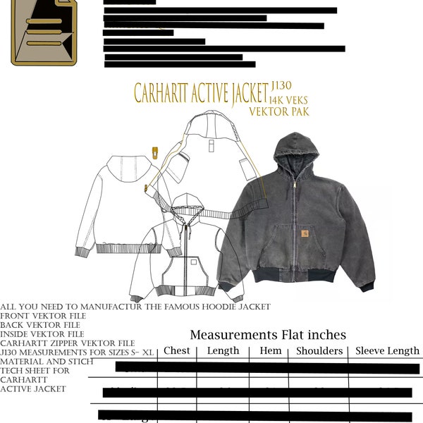 Carhartt Active Jacket J130 tech pack streetwear hype workwear mock up template download file adobe illustrator vector files