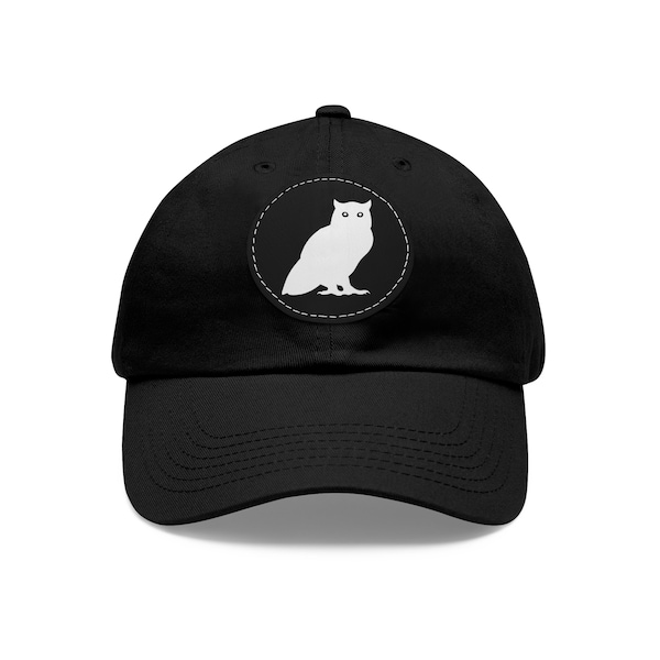 Owl Dad Hat with Leather Patch, One Size, Black, White, Grey, Navy, Red, Pink