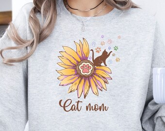 Cat Mom Sweatshirt, Mothers Day Sweater, Mom Sweatshirt, Mother gift from kids, Birthday gift for Mommy, Cat Lovers Sweatshirt
