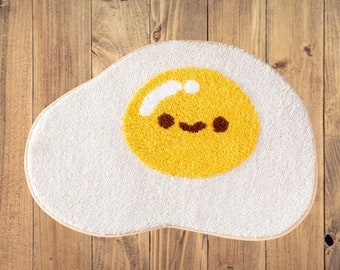 Cute egg-shaped bathroom rug, Non-slip egg kitchen mat, Cartoon egg design bath mat, Funny egg bathroom deco  Cute breakfast themed bath mat