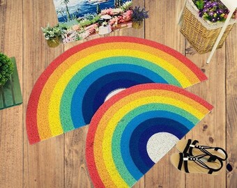 Pride Rainbow Doormat, Rainbow Carpet, Rainbow Area Rug, Rainbow pride entrance mat, LGBTQ+ friendly home decor, Colorful rainbow area rug