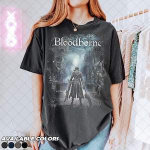 Retro 90's Comfort Colors Bloodborne The Hunter T-Shirt, Gothic Game Tee, Distressed Gamer Fan T-Shirt,Gift For Women and Man Unisex T-Shirt image 4