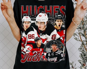 Retro 90's Jack Hughes Homage T-Shirt, Jack Hughes Hockey Fan Tee Graphic T-Shirt, Gift For Women and Man Unisex T-Shirt