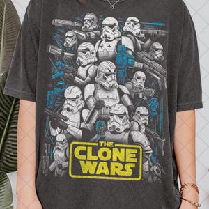 Retro 90&#39;s Comfort Colors The Clone Wars T-Shirt, he Bad Batch Star Wars Clone Trooper 501st Fan Bootleg Tee T-Shirt, Gift For Women and Man