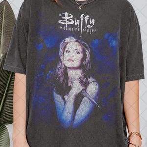 Retro 90s Comfort Colors Buffy the Vampire Slayer T Shirt, Sarah Michelle Gellar Shirt, Movie & TV Show Merch Shirt, 90s Retro T-Shirt
