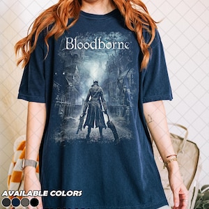 Retro 90's Comfort Colors Bloodborne The Hunter T-Shirt, Gothic Game Tee, Distressed Gamer Fan T-Shirt,Gift For Women and Man Unisex T-Shirt image 3