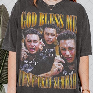 Camiseta retro de los 90 con colores cómodos "Dios me bendiga, es un f*cken summah", ideal para fiestas de verano, ideal como regalo para hombres y mujeres.