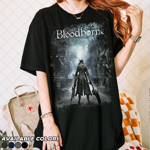 Retro 90's Comfort Colors Bloodborne The Hunter T-Shirt, Gothic Game Tee, Distressed Gamer Fan T-Shirt,Gift For Women and Man Unisex T-Shirt image 2