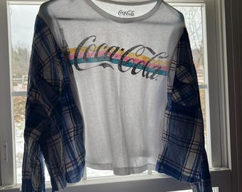 Coca-Cola Flannel Shirt, Upcycled, Oversized, Reworked