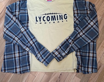 Lycoming Football Flannel Shirt, Upcycled, Oversized, Reworked