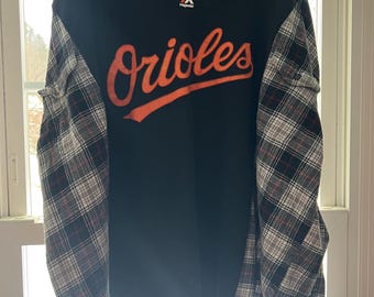 Orioles Flannel Shirt, Upcycled, Oversized, Reworked