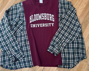 Bloomsburg University Shirt, Upcycled, Oversized, Reworked