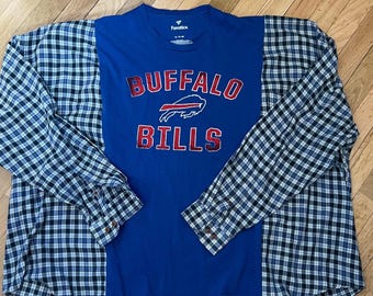 Buffalo Bills Flannel Shirt, Upcycled, Oversized, Reworked