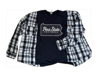 Penn State Flannel Shirt, Upcycled, Oversized, Reworked