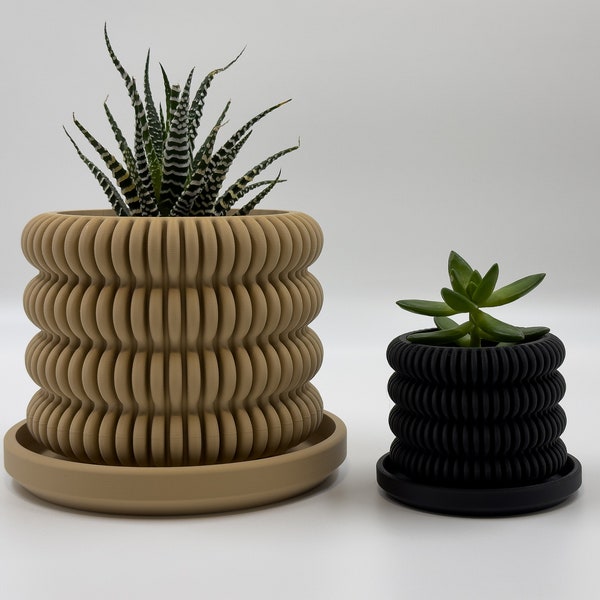 CLIFTON Mid Century Modern Tabletop Planter | Pot with Drainage | 3D Printed Pot | Mother's Day Gift | Indoor Plant Pot | Plant Lady Gift