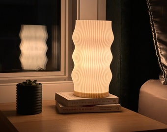 AURORA Mid Century Table Lamp | 3D Printed Bedside Light | Art Deco Lamp Retro Lighting | Warm Desk Light | Bedroom Lamp Eco Friendly Decor