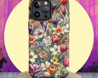 Floral Collage Watercolour Style Tough Case for iPhone® - Art Case for iPhone 15 14 13 12 11