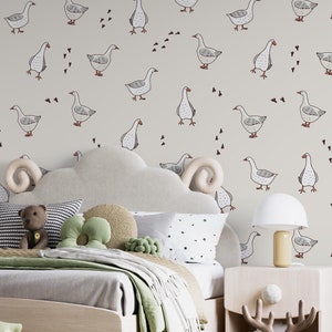 Cute Goose Kids Room Mural Decor, Goose Nursery Wallpaper, Goose Wall ...