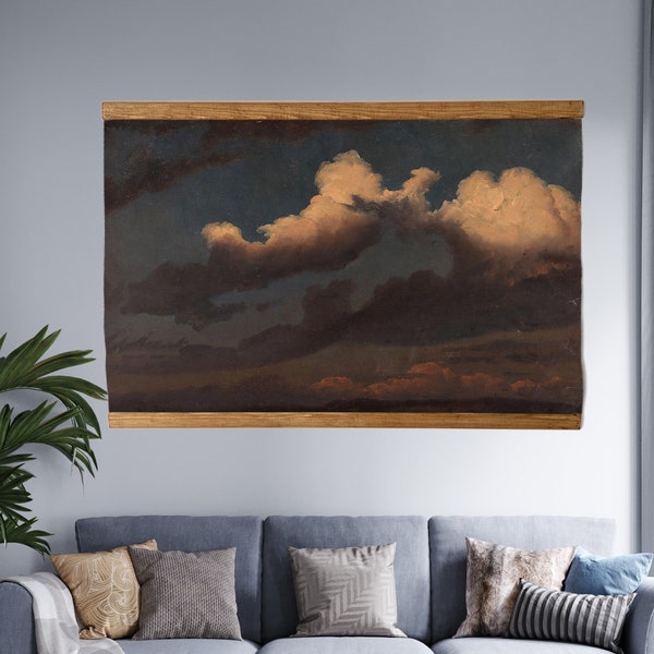 Vintage Cloud Painting, Antique Cloud Study, Sky Fine Print, Farmhouse Decor, 19th Century Art, Mailed Print