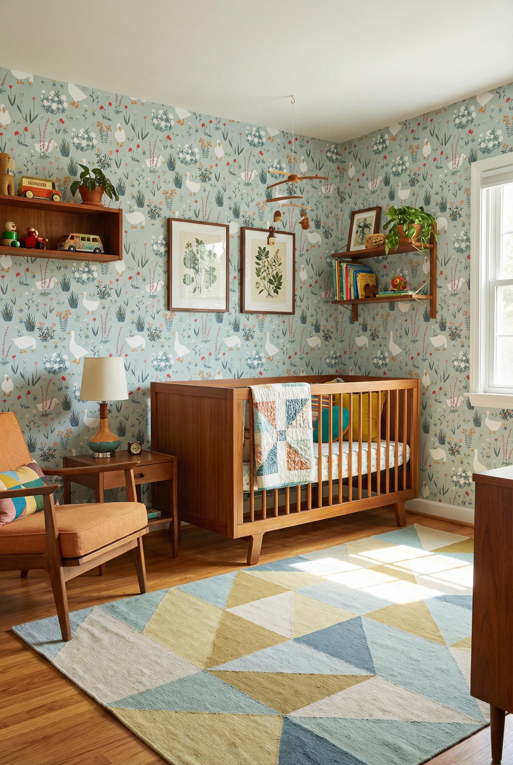 Silly Goose Wallpaper - Vintage Animals Nursery Peel and Stick Mural ...