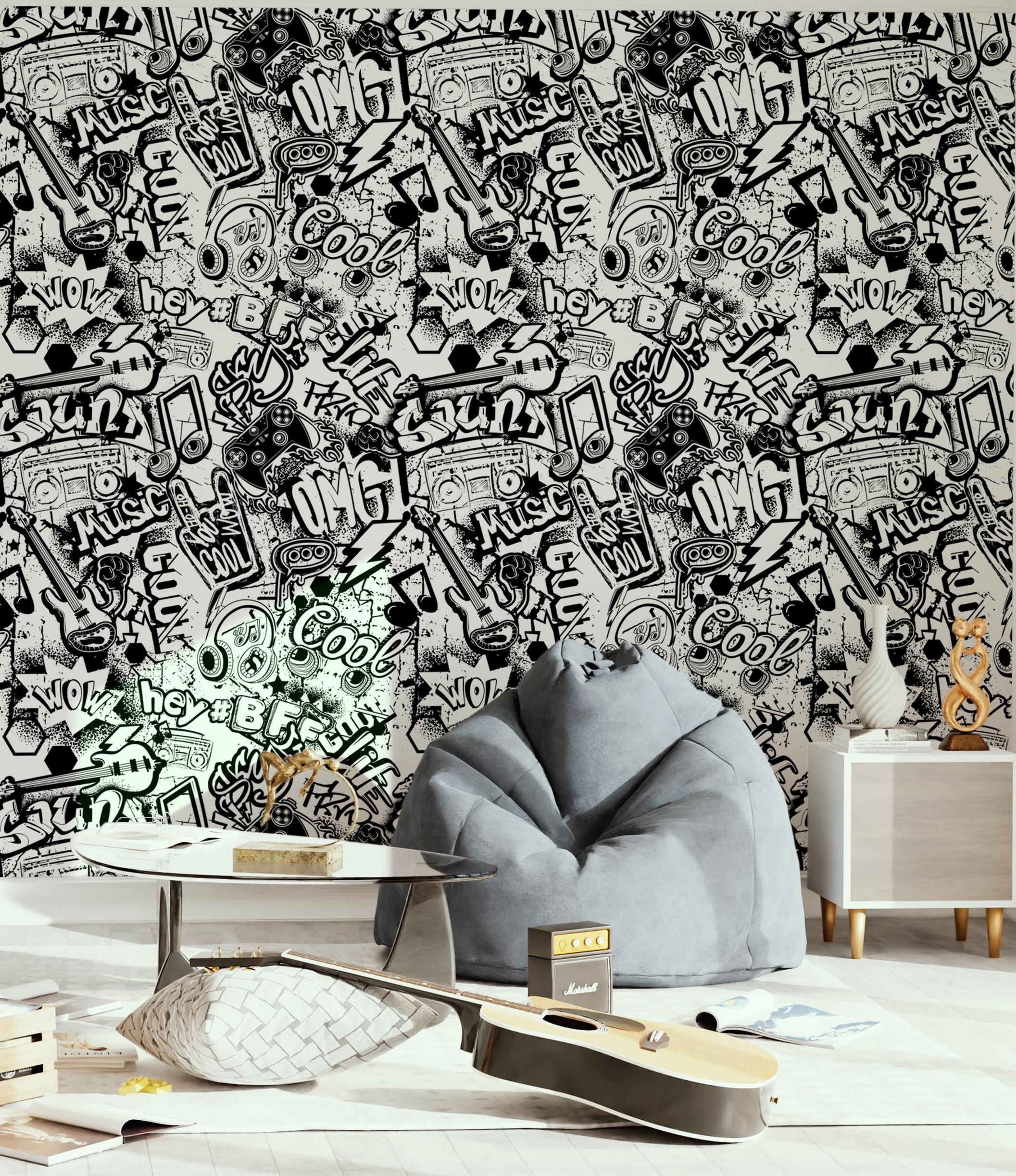 Graffiti Street Art Urban Wallpaper Peel & Stick Abstract Wall Mural ...