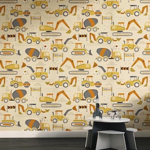 Cars Wallpaper, Jungenzimmer zum Abziehen und Aufkleben, Auto & LKW-Kinderzimmer-Wandkunst, leicht entfernbares Dekor für Kinderzimmer