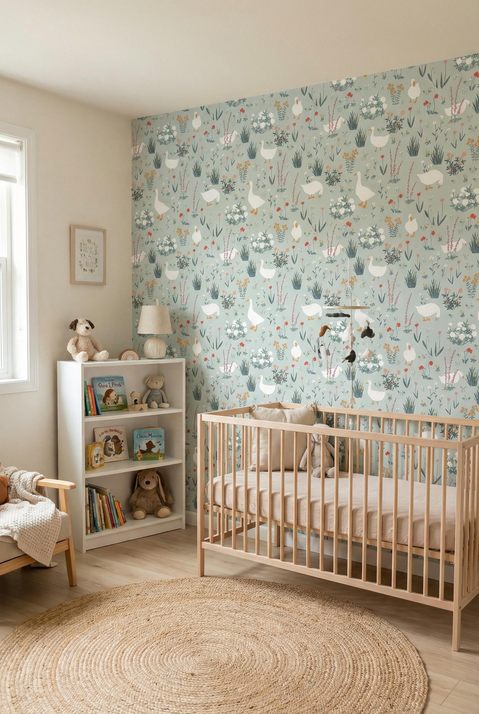 Silly Goose Wallpaper - Vintage Animals Nursery Peel and Stick Mural ...