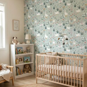 Silly Goose Wallpaper - Vintage Animals Nursery Peel and Stick Mural ...